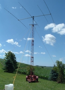 Four element tri-band antenna on the portable tower