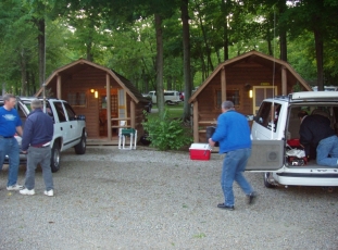 These two “camping cabins” will be home to eight of us for the next few days!