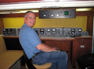 Julio KQ9O Ready in the Collins Radio Van. very cool