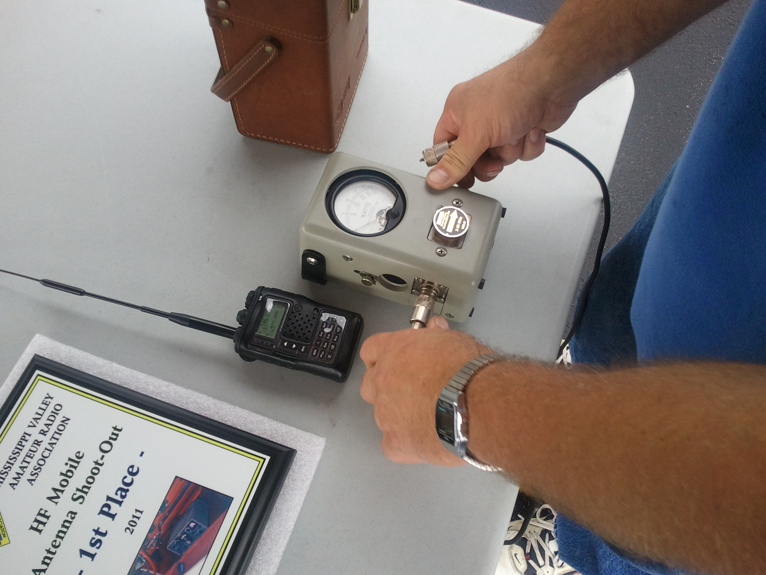 Getting the Bird watt meter ready for testing power output.