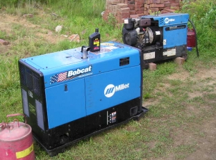 Power supplied by Miller diesel welder generator spare Miller gas welder generator in the foreground 